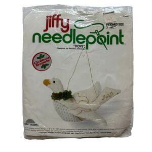 JIFFY Needlepoint Kit Dove Christmas Keepsake 5047 1980 *READ* Yarn Art Ornament